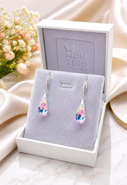 Aros Sofia Plata 925 Cristal Swarovski® Aurora Boreal