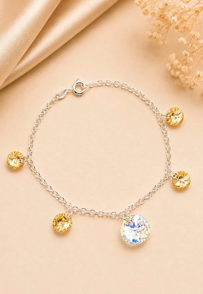 Pulsera Nepal Plata 925 Cristal Swarovski® Golden Shadow