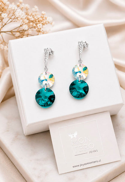 Aros Lourdes Plata 925 Cristal Swarovski® Emerald