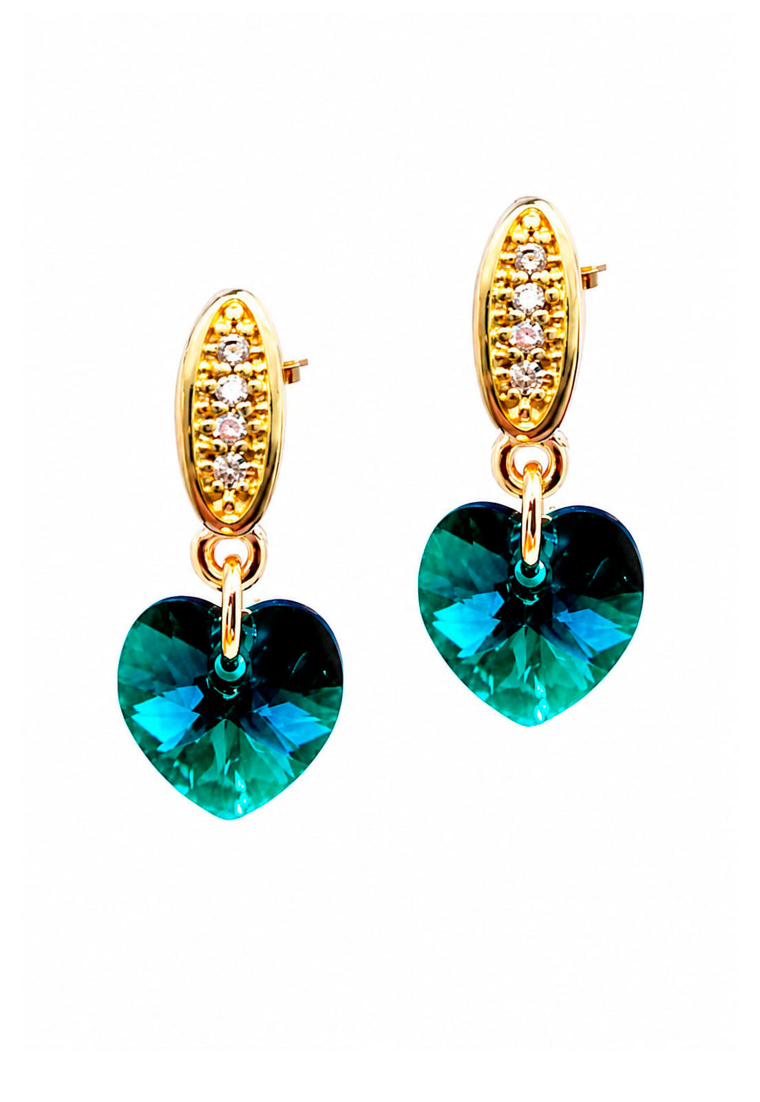 Aros Romance Gold 24K Cristal Swarovski® Emerald