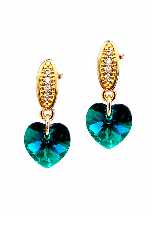 Aros Romance Gold 24K Cristal Swarovski® Emerald
