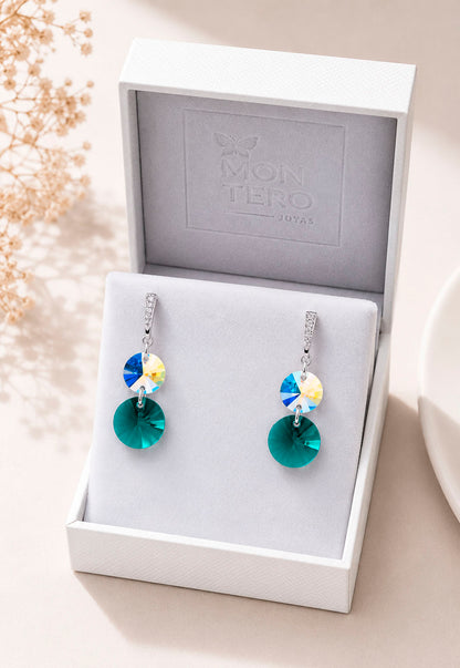 Aros Lourdes Plata 925 Cristal Swarovski® Emerald
