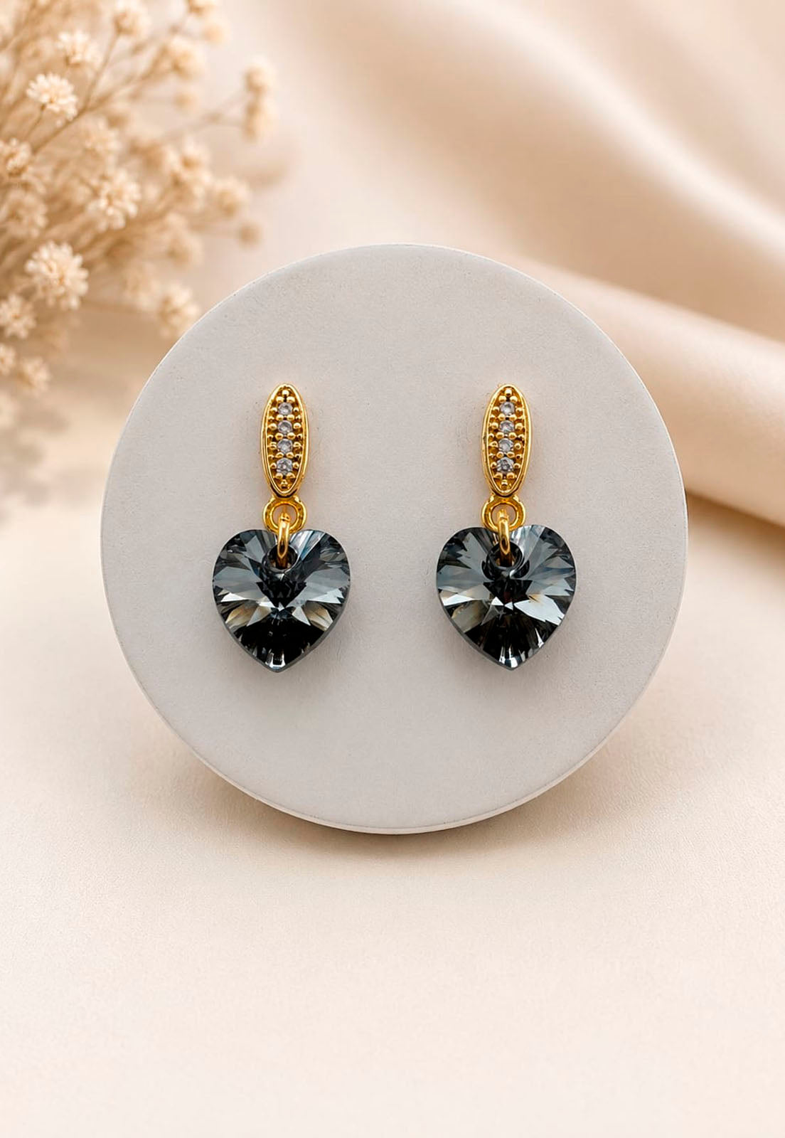 Aros Romance Gold 24K Cristal Swarovski® Silver Night