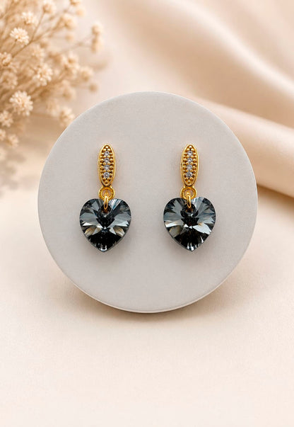 Aros Romance Gold 24K Cristal Swarovski® Silver Night