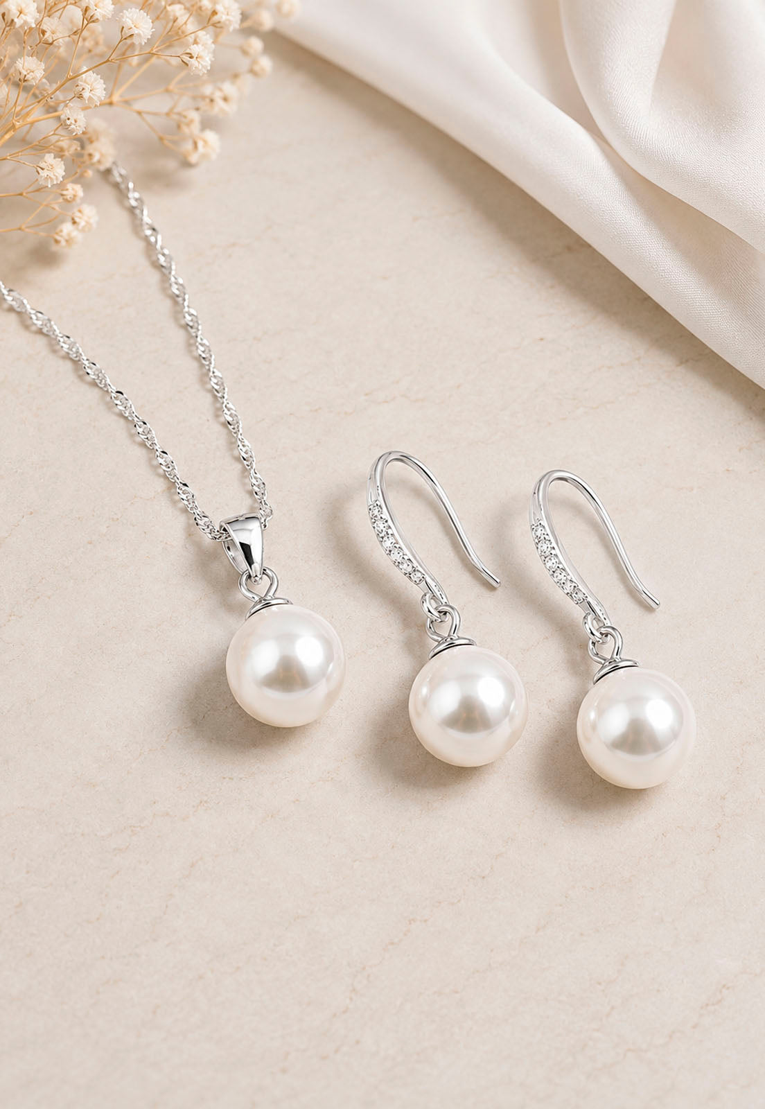 Conjunto Oslo Plata 925 Perlas de Swarovski® Cream