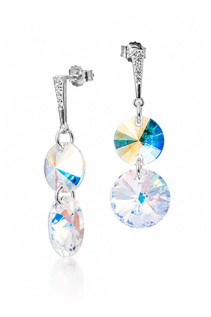 Aros Lourdes Plata 925 Cristal Swarovski® Aurora Boreal