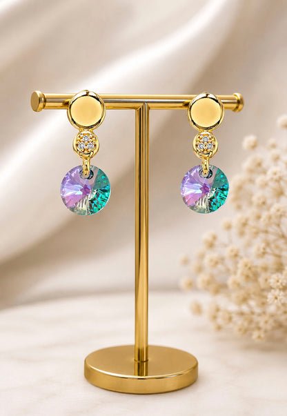 Aros Punto de Luz Gold 24K Cristal Swarovski® Paradise Shine