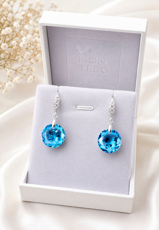 Aros Gran Gracia Plata 925  Cristal Swarovski® Aquamarine