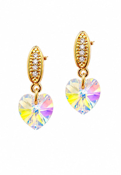 Aros Romance Gold 24K Cristal Swarovski® Aurora Boreal