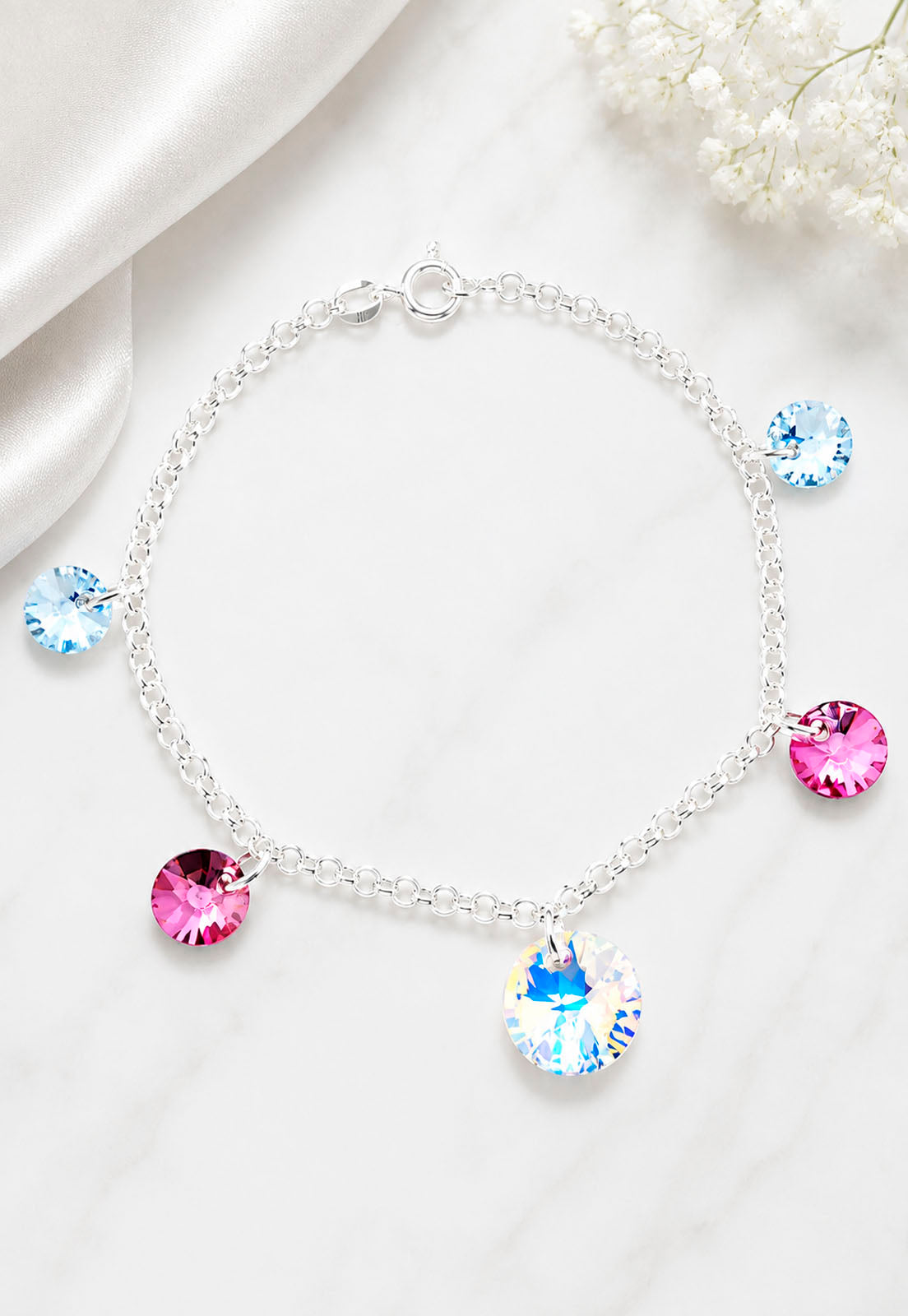 Pulsera Nepal Plata 925 Cristal Swarovski® Antique Pink
