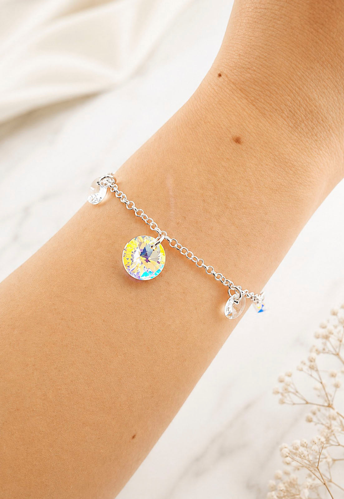 Pulsera Nepal Plata 925 Cristal Swarovski® Aurora Boreal