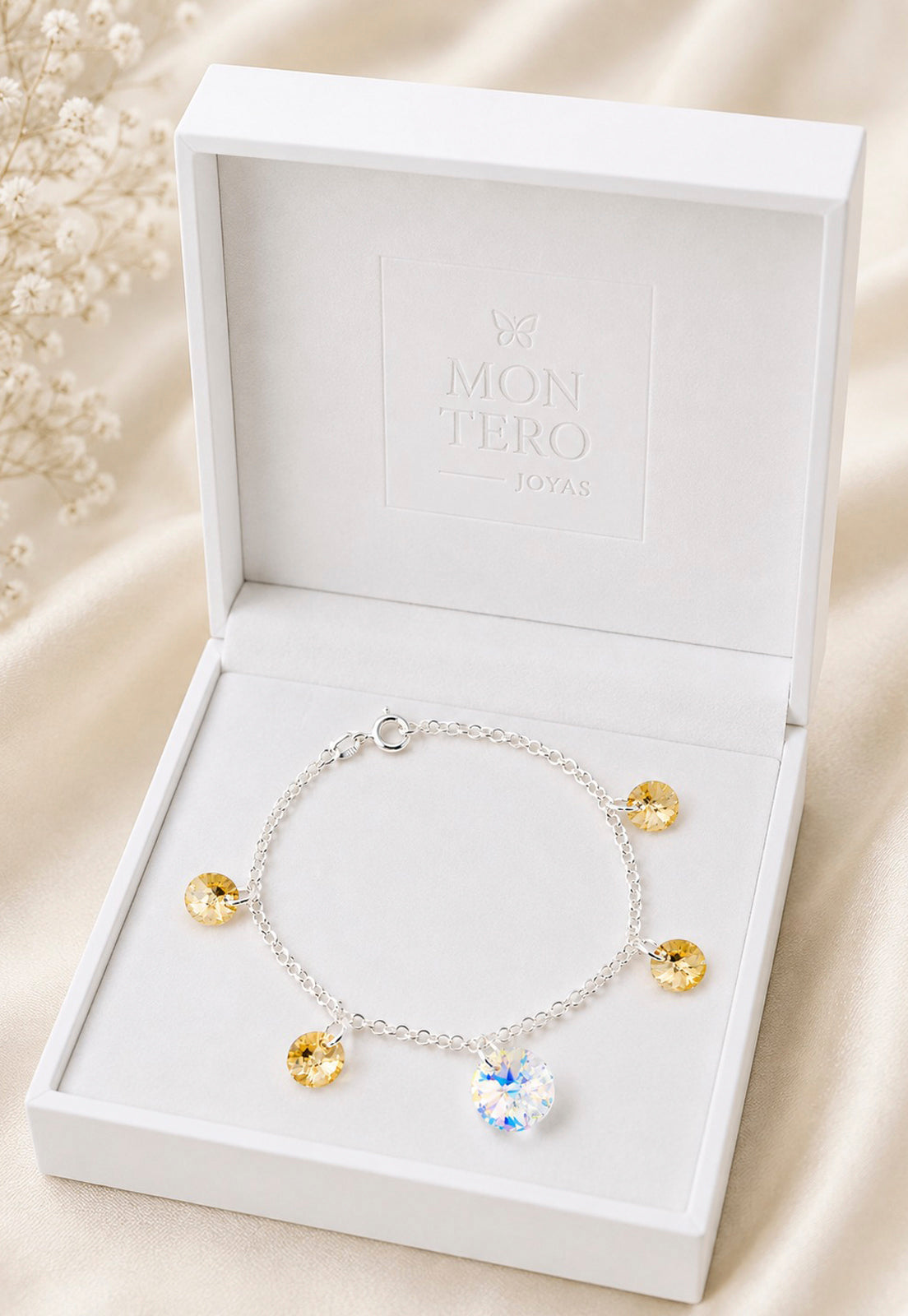 Pulsera Nepal Plata 925 Cristal Swarovski® Golden Shadow