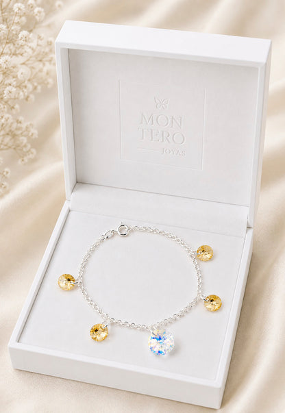 Pulsera Nepal Plata 925 Cristal Swarovski® Golden Shadow