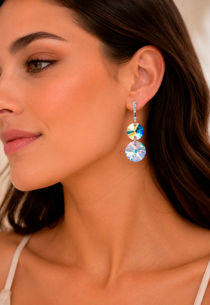 Aros Lourdes Plata 925 Cristal Swarovski® Aurora Boreal