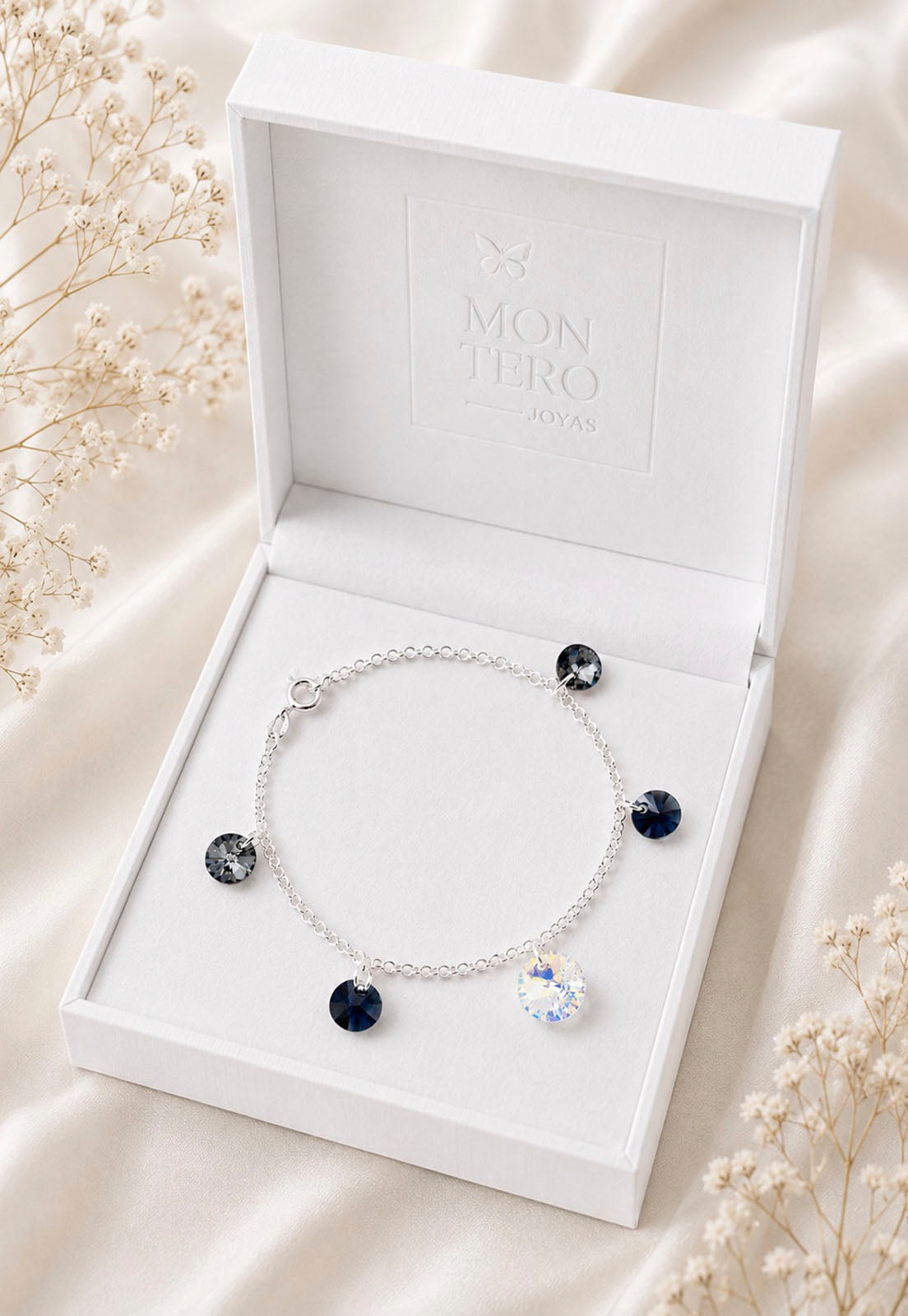 Pulsera Nepal Plata 925 Cristal Swarovski® Silver Night