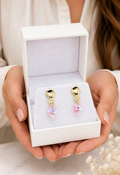 Aros Punto de Luz Gold 24K Cristal Swarovski® Rose