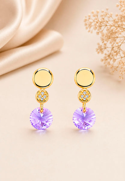 Aros Punto de Luz Gold 24K Cristal Swarovski® Violeta
