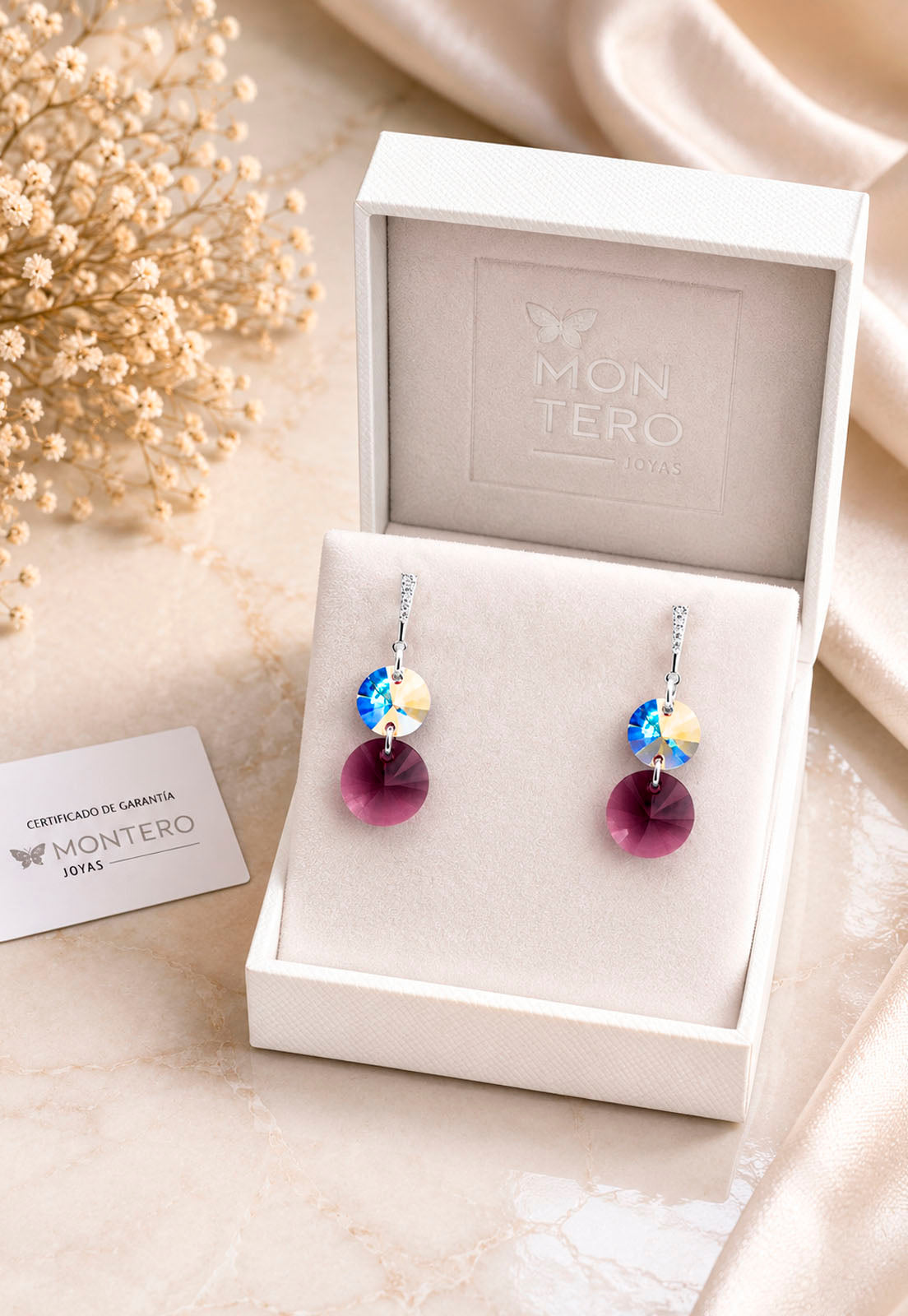 Aros Lourdes Plata 925 Cristal Swarovski® Amethyst