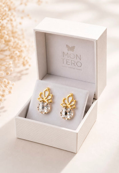 Aros Bali Gold 24K Cristal Swarovski® Golden Shadow