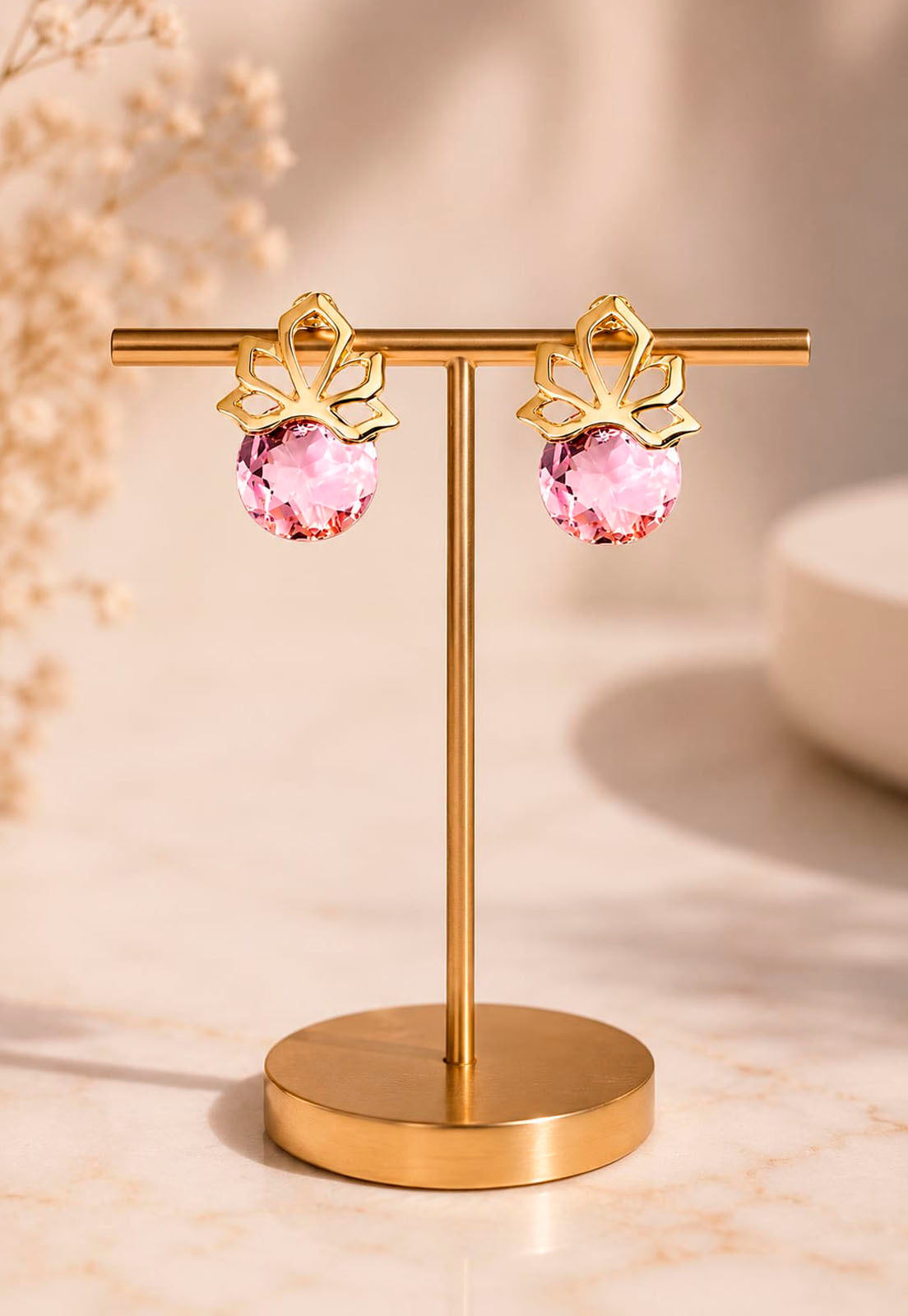 Aros Bali Gold 24K Cristal Swarovski® Light Rose
