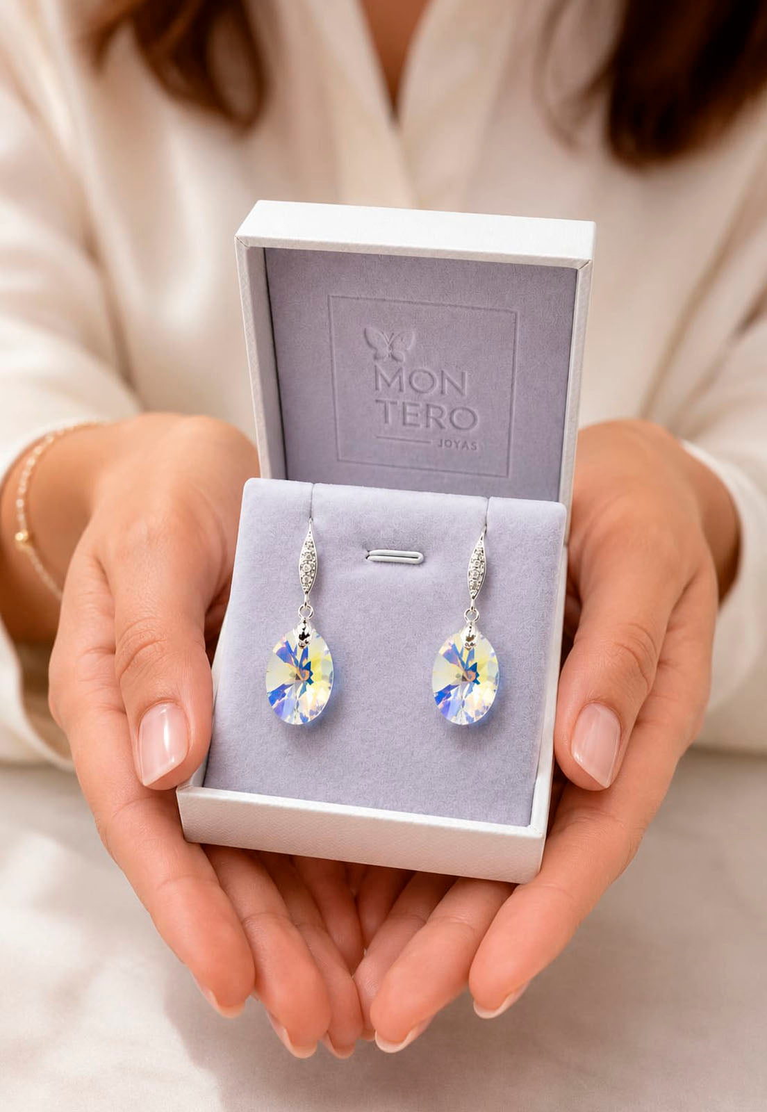 Aros Gran Praga Plata 925 Cristal Swarovski® Aurora Boreal