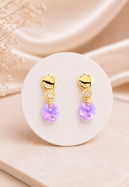 Aros Punto de Luz Gold 24K Cristal Swarovski® Violeta