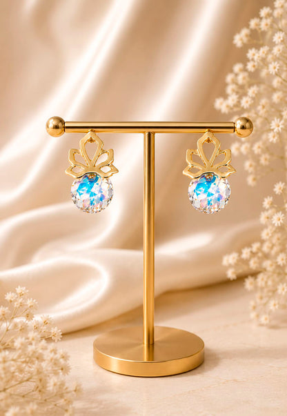 Aros Bali Gold 24K Cristal Swarovski® Aurora Boreal