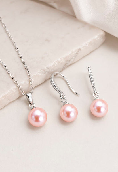 Conjunto Oslo Plata 925 Perlas de Swarovski® Peach