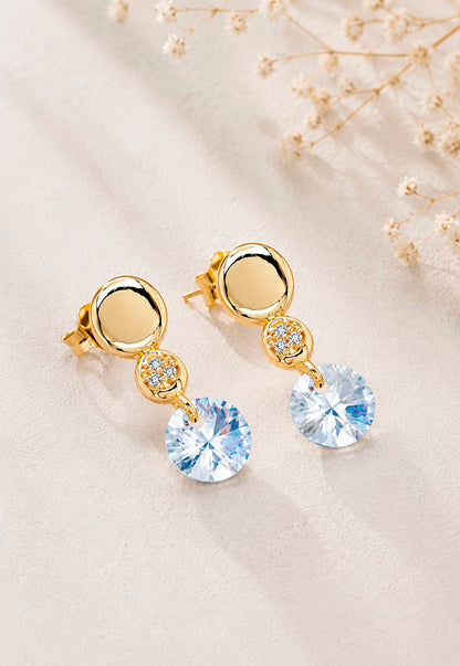 Aros Punto de Luz Gold 24K Cristal Swarovski®  Blue Shade