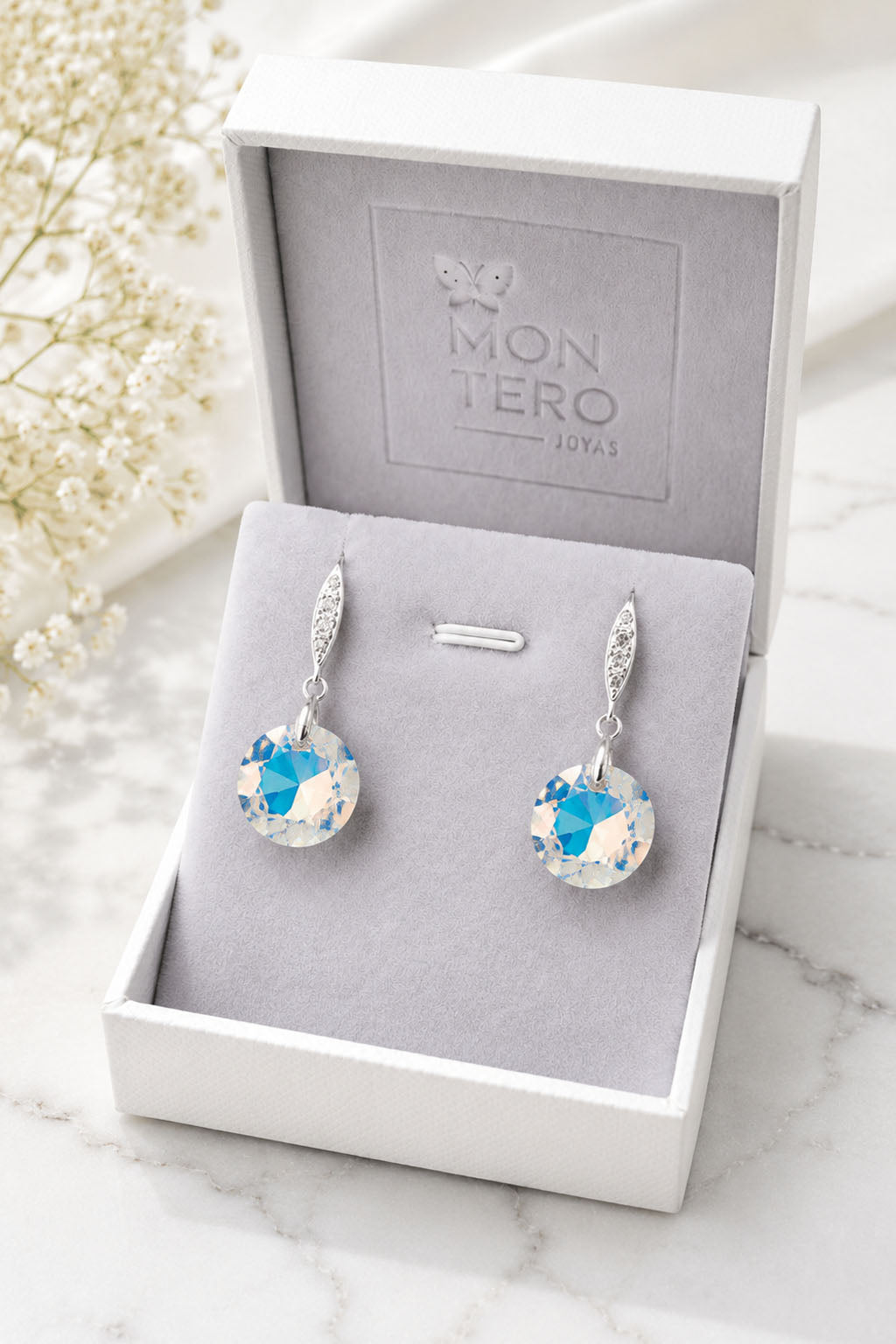 Aros Gran Gracia Plata 925  Cristal Swarovski® Aurora Boreal
