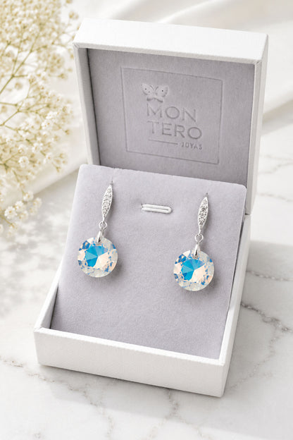 Aros Gran Gracia Plata 925  Cristal Swarovski® Aurora Boreal