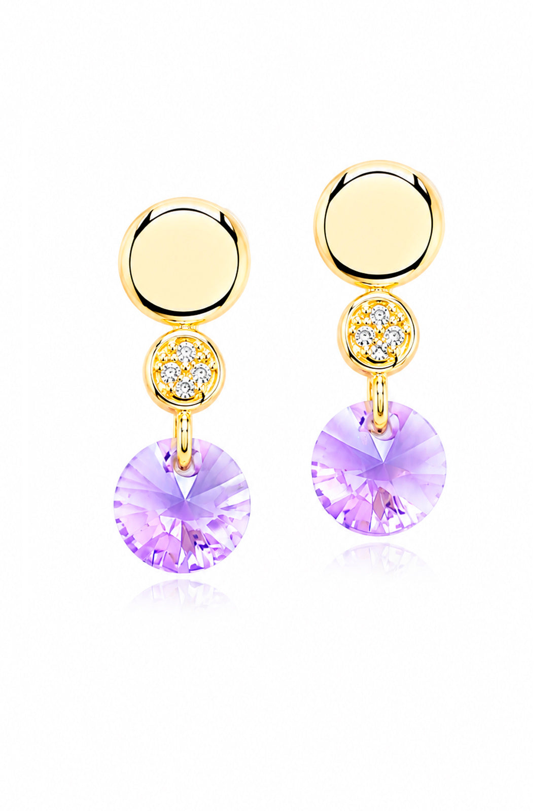 Aros Punto de Luz Gold 24K Cristal Swarovski® Violeta
