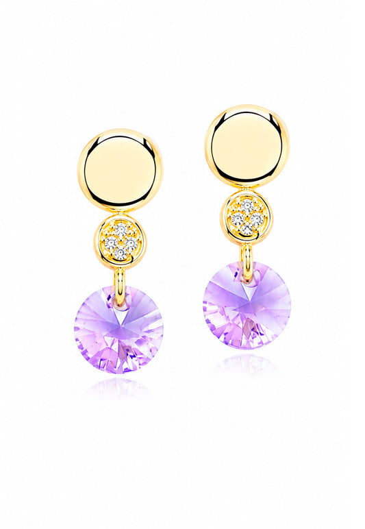 Aros Punto de Luz Gold 24K Cristal Swarovski® Violeta
