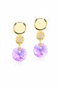 Aros Punto de Luz Gold 24K Cristal Swarovski® Violeta