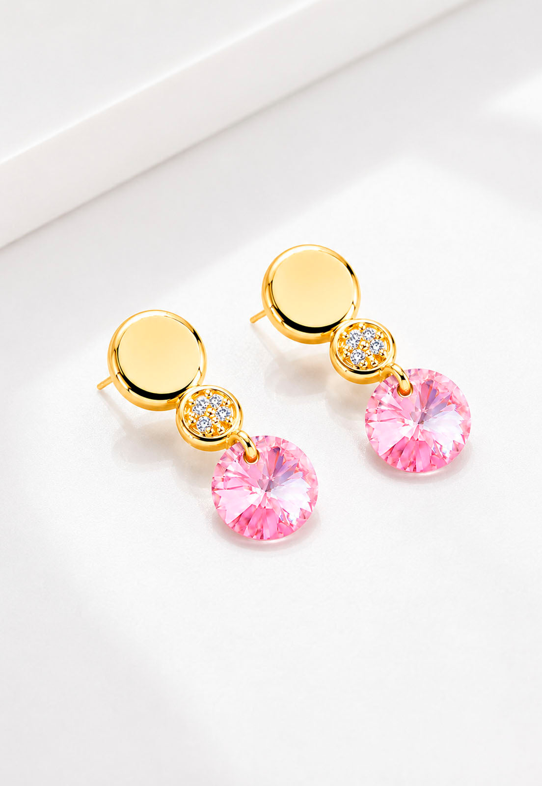 Aros Punto de Luz Gold 24K Cristal Swarovski® Rose