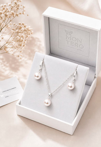 Conjunto Oslo Plata 925 Perlas de Swarovski® Cream