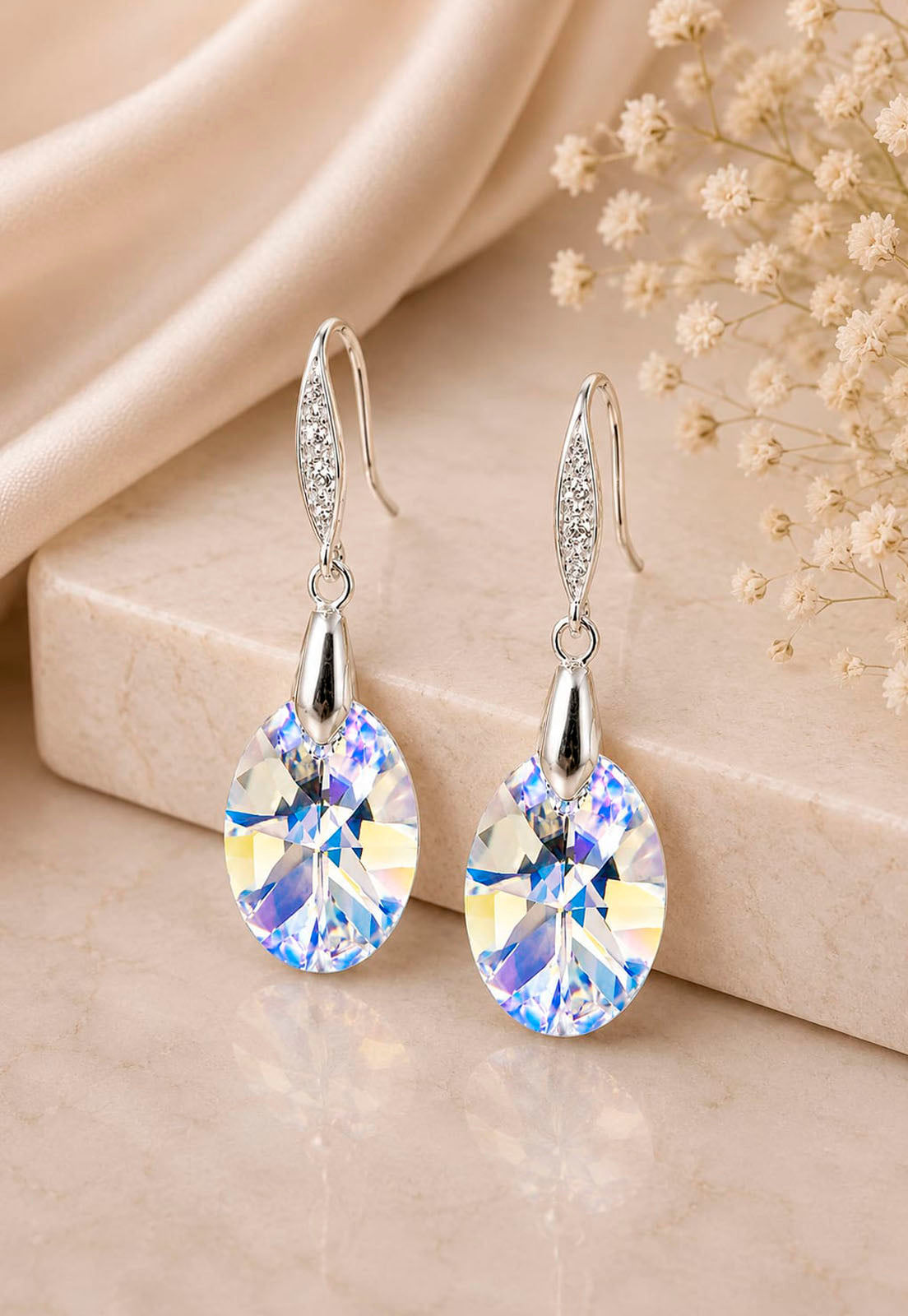 Aros Gran Praga Plata 925 Cristal Swarovski® Aurora Boreal