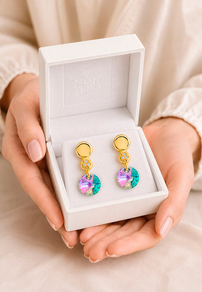 Aros Punto de Luz Gold 24K Cristal Swarovski® Paradise Shine