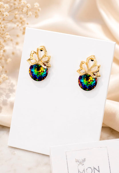 Aros Bali Gold 24K Cristal Swarovski® Vitral Medium