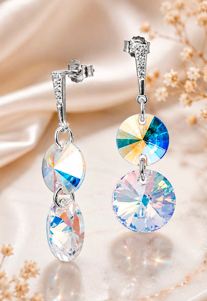 Aros Lourdes Plata 925 Cristal Swarovski® Aurora Boreal