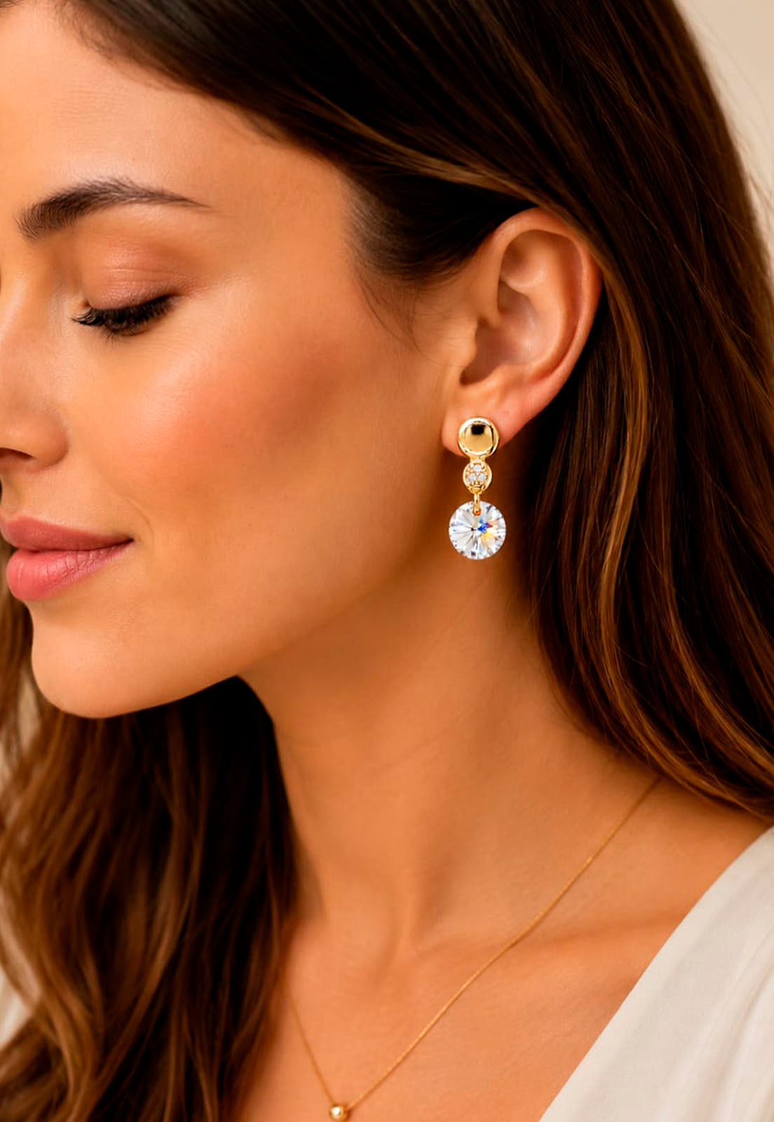 Aros Punto de Luz Gold 24K Cristal Swarovski® Aurora Boreal