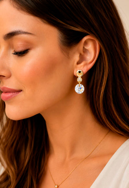 Aros Punto de Luz Gold 24K Cristal Swarovski® Aurora Boreal
