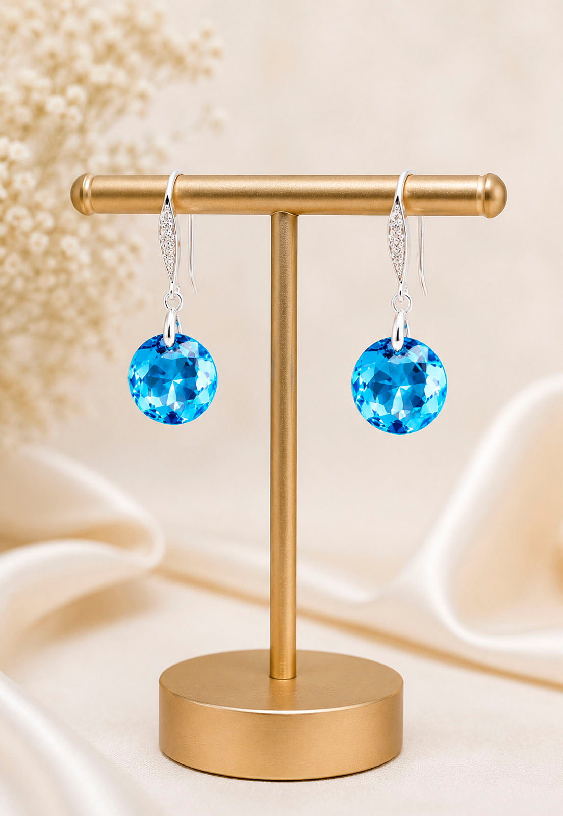 Aros Gran Gracia Plata 925  Cristal Swarovski® Aquamarine