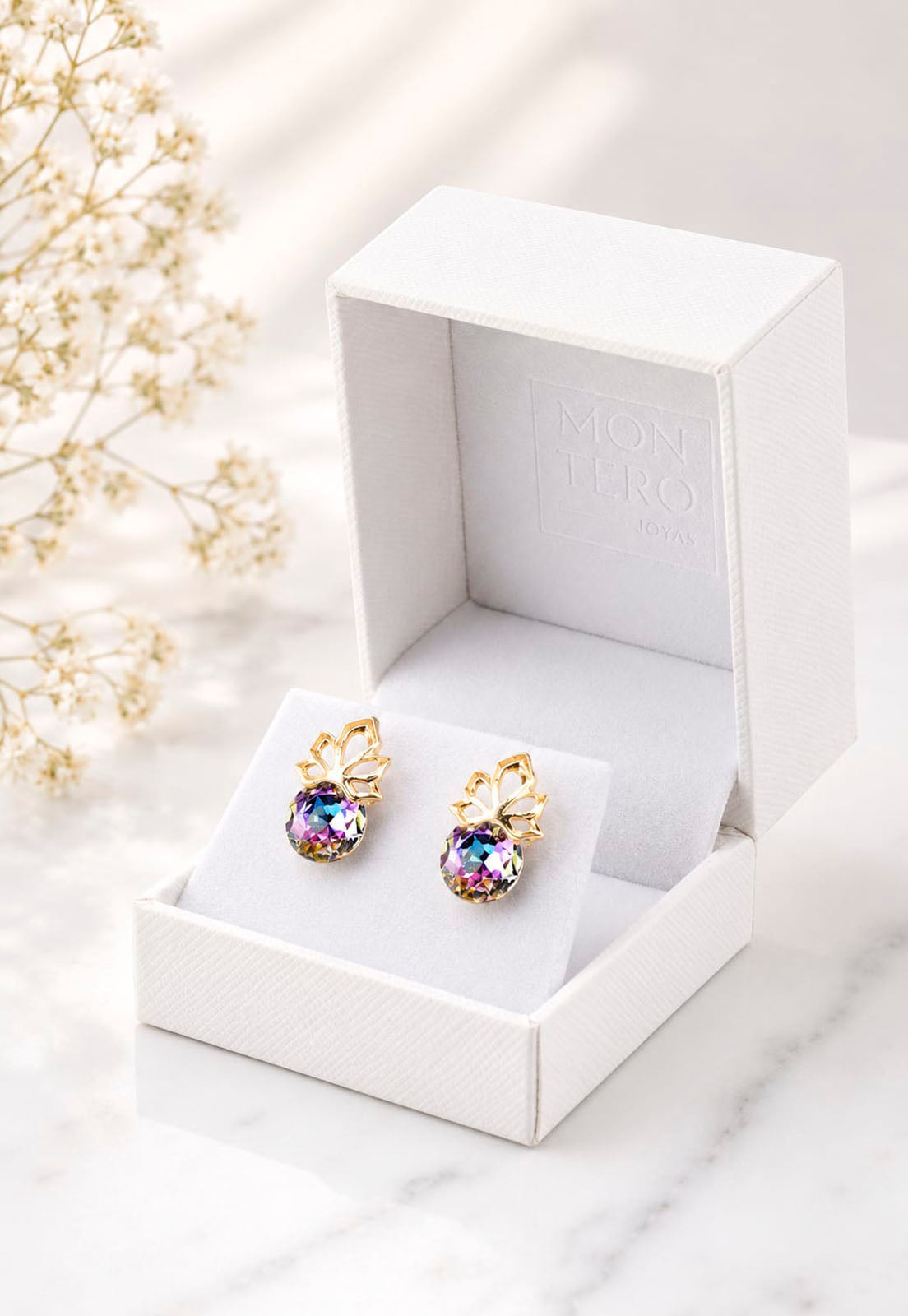 Aros Bali Gold 24K Cristal Swarovski® Vitral Light