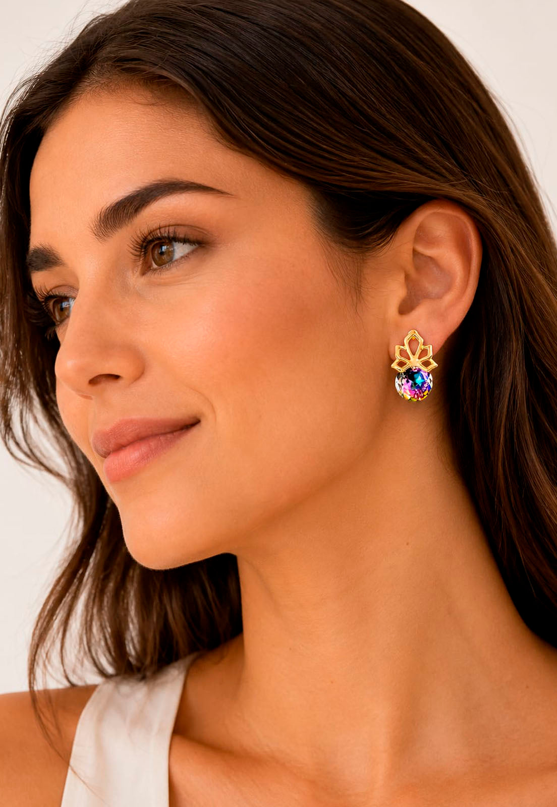 Aros Bali Gold 24K Cristal Swarovski® Vitral Light