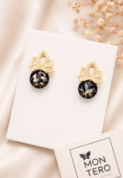 Aros Bali Gold 24K Cristal Swarovski® Silver Night