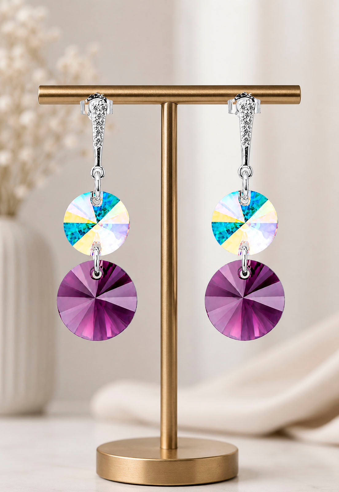 Aros Lourdes Plata 925 Cristal Swarovski® Amethyst