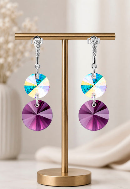 Aros Lourdes Plata 925 Cristal Swarovski® Amethyst