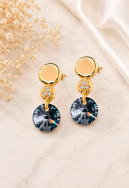 Aros Punto de Luz Gold 24K Cristal Swarovski® Silver Night