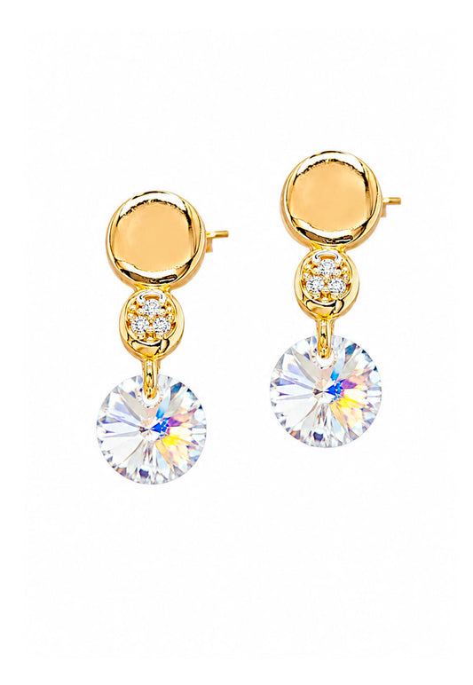 Aros Punto de Luz Gold 24K Cristal Swarovski® Aurora Boreal